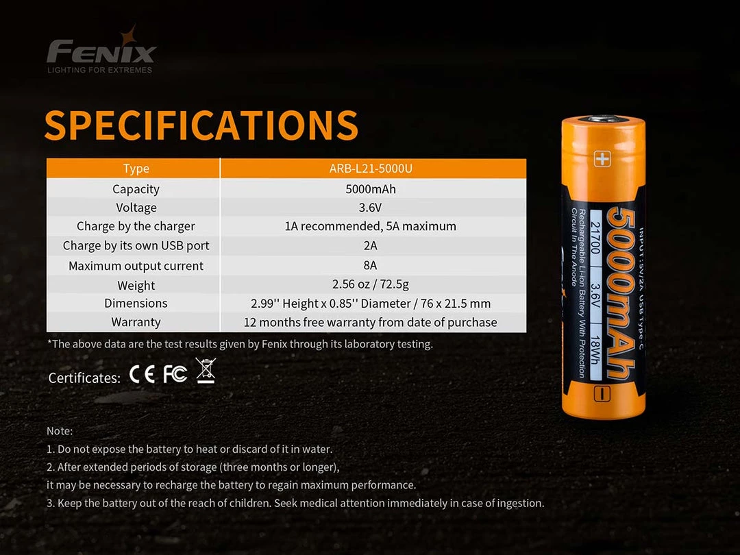 FENIX ARB-L21-5000U USB Rechargeable Battery 7 FENIX ARB-L21-5000U USB Rechargeable Battery