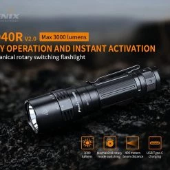 FENIX PD40R V2.0 Rechargeable Flashlight - 3,000 Lumens