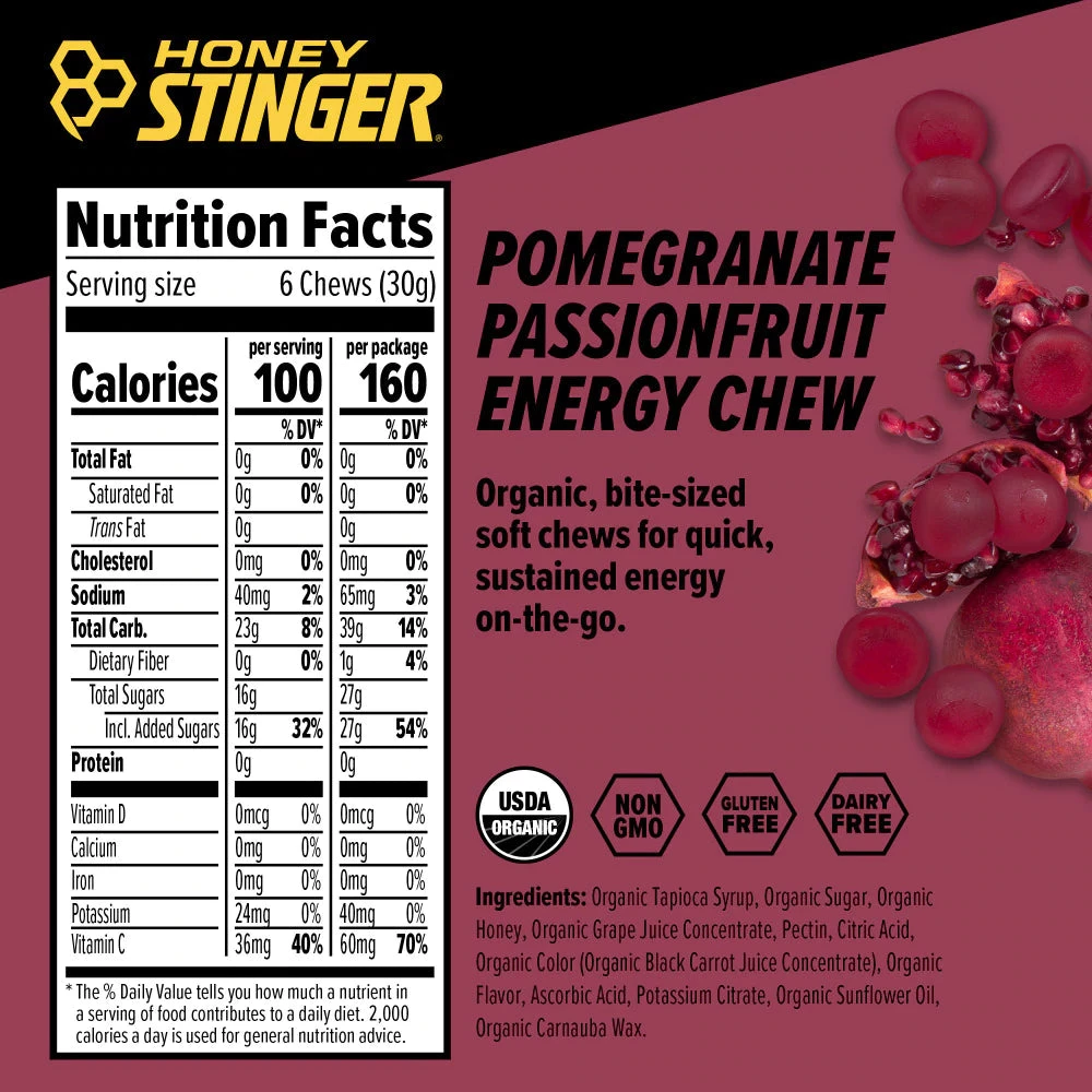HONEY STINGER Energy Chews - Pomegranate (4pk) 3 HONEY STINGER Energy Chews - Pomegranate (4pk)