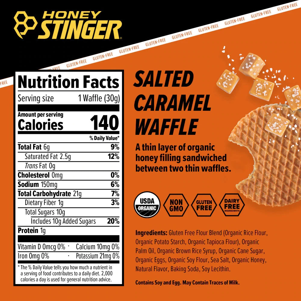 HONEY STINGER Gluten-Free Waffles - Salted Caramel (4pk) 3 HONEY STINGER Gluten-Free Waffles - Salted Caramel (4pk)