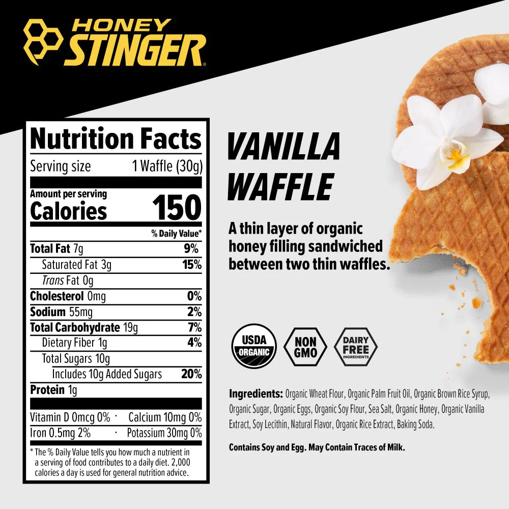 HONEY STINGER Waffles - Vanilla (4pk) 2 HONEY STINGER Waffles - Vanilla (4pk)